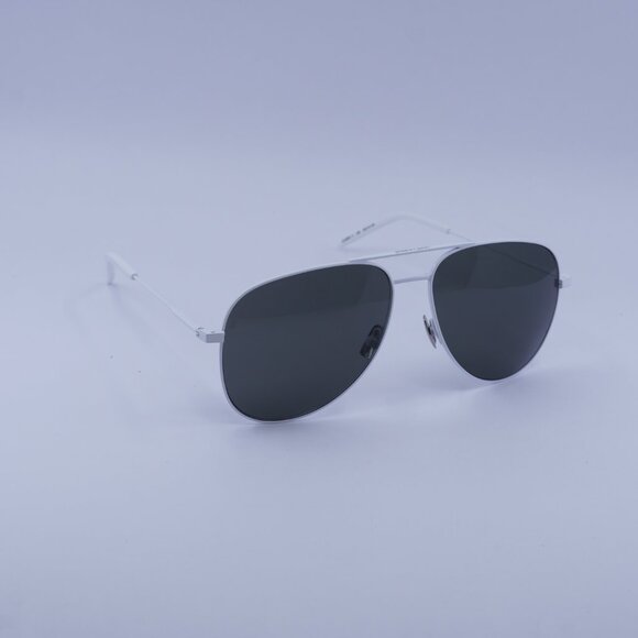 Saint Laurent CLASSIC11 038 Sunglasses White Aviator Frame, Grey Lenses - Picture 7 of 10